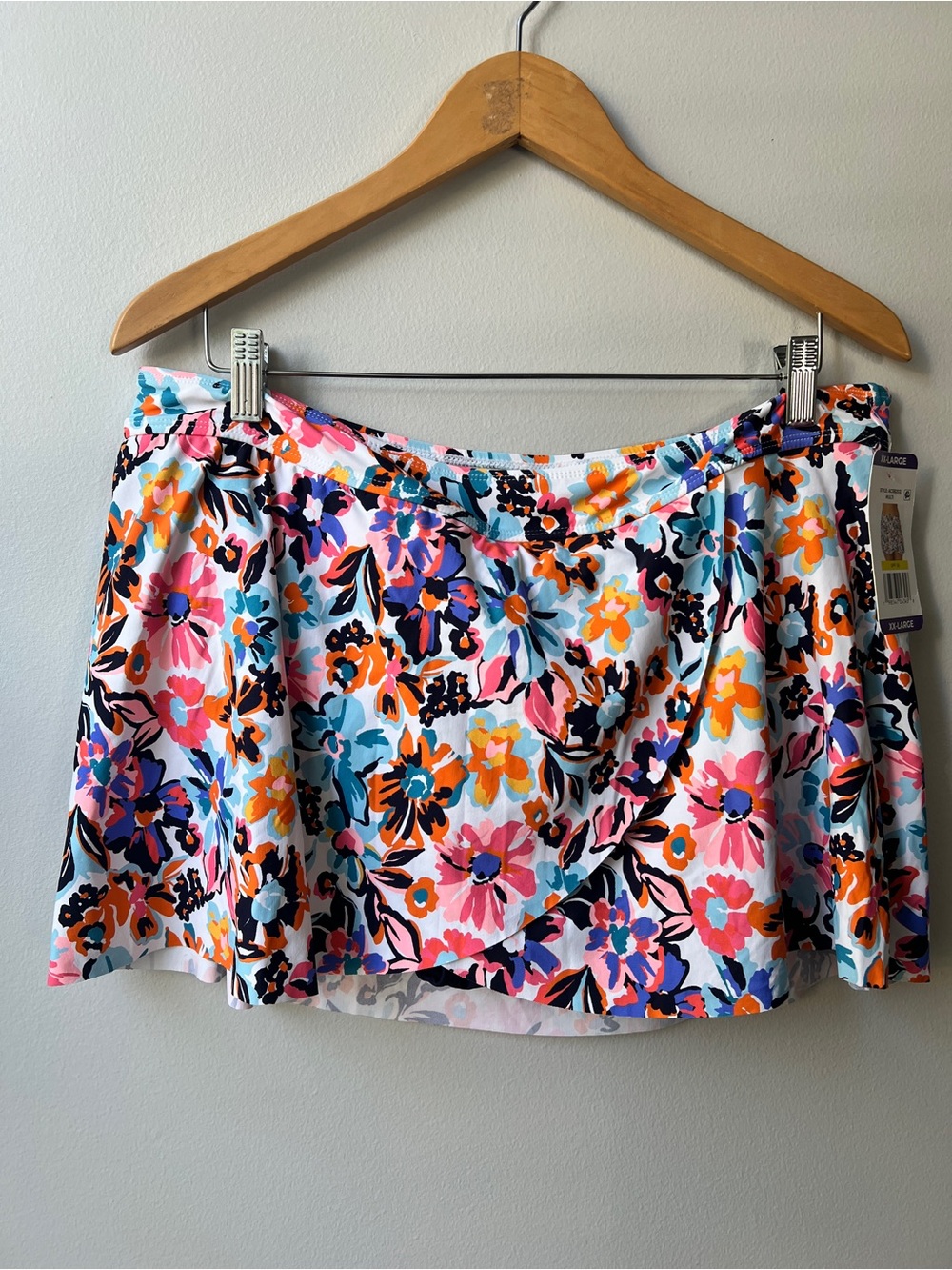 Anne Cole Floral Swim Skirt in Pink, Orange, Blue